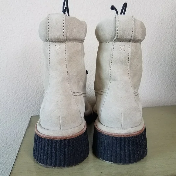 Rag & Bone Sloane Suede Combat Boots in Ecru